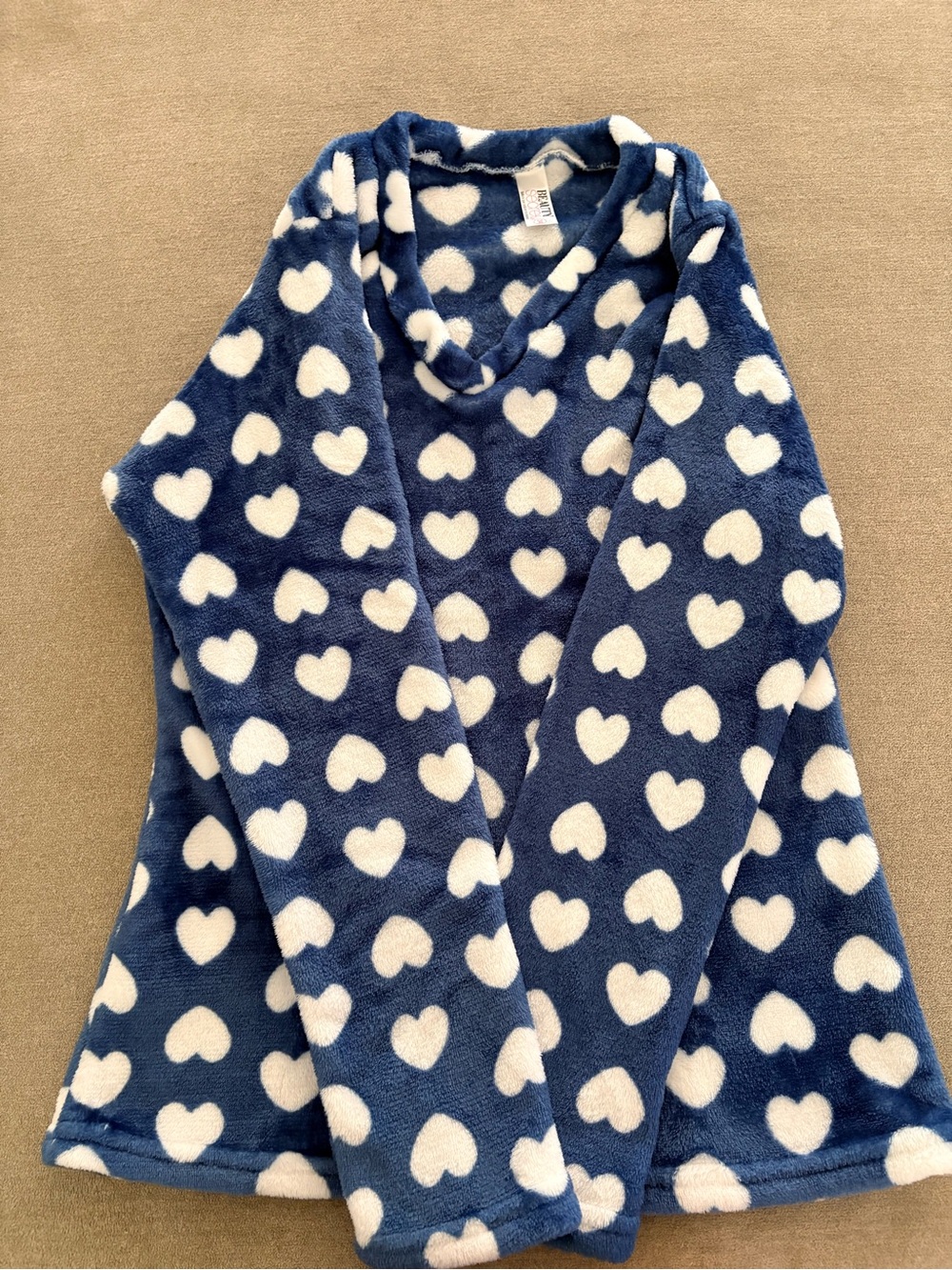 Blue Heart Fleece Pullover Sweater and Matching Pajama Pants